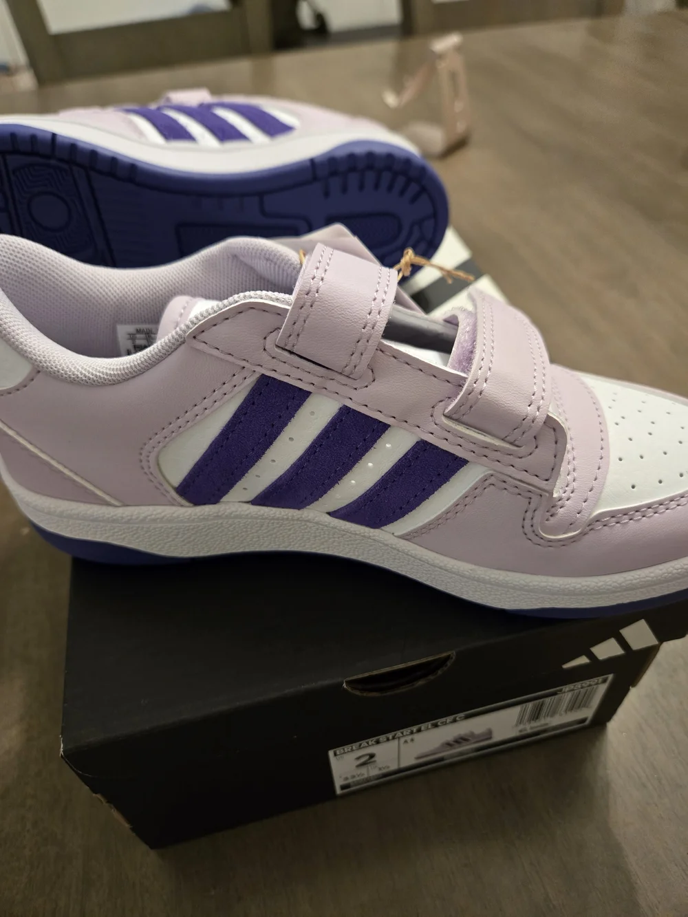 adidas Kids Double-Strap Sneakers - Lavender and White